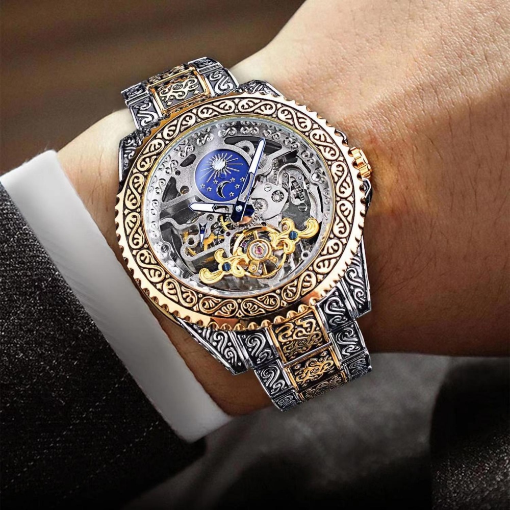 Luxury Watch Engraving - Üst Düzey Retro Erkek Tam Otomatik