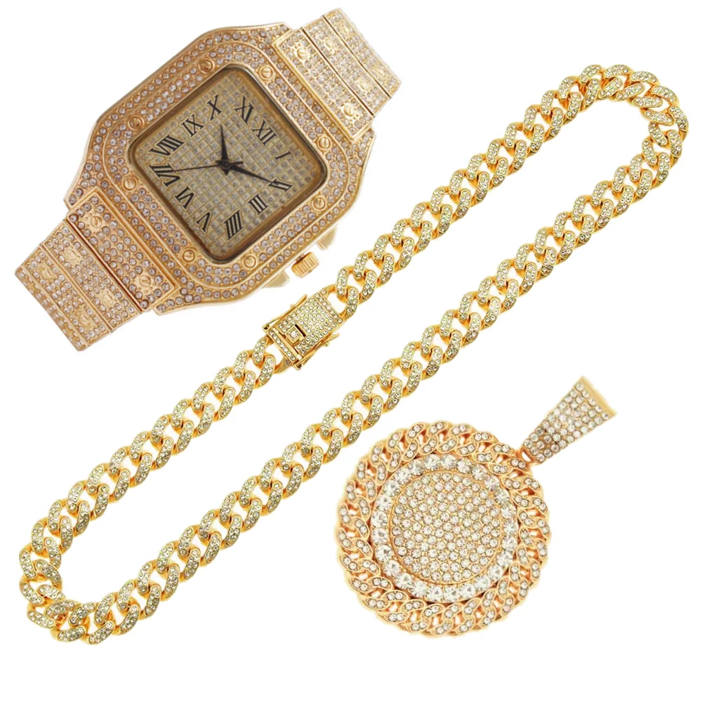 Luxury Watch Miami - 2 adet Buzlu Saatler Kolye Pandents
