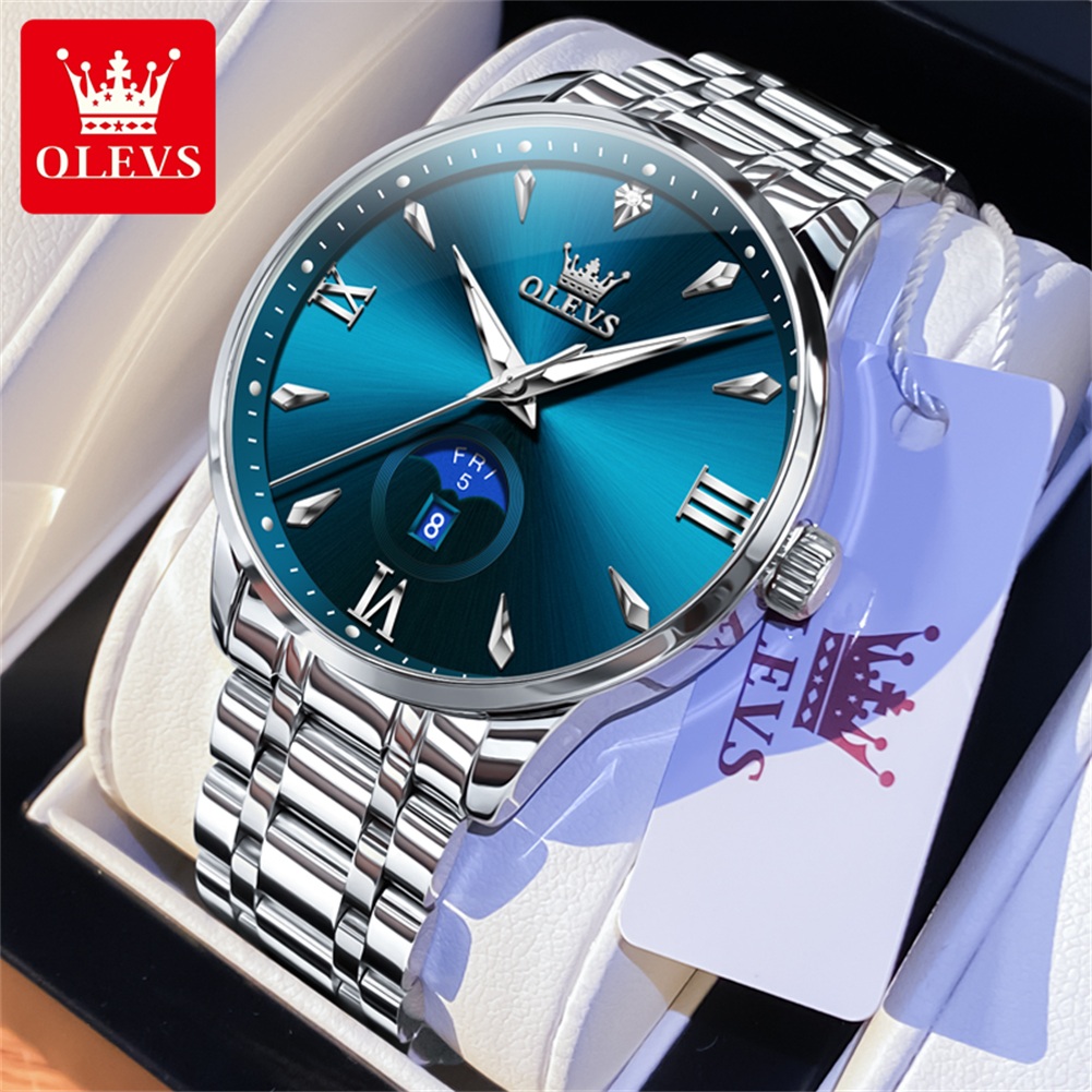 Luxury Quartz Watch Brands - OLEVS Ay Fazı erkek saatleri takvim