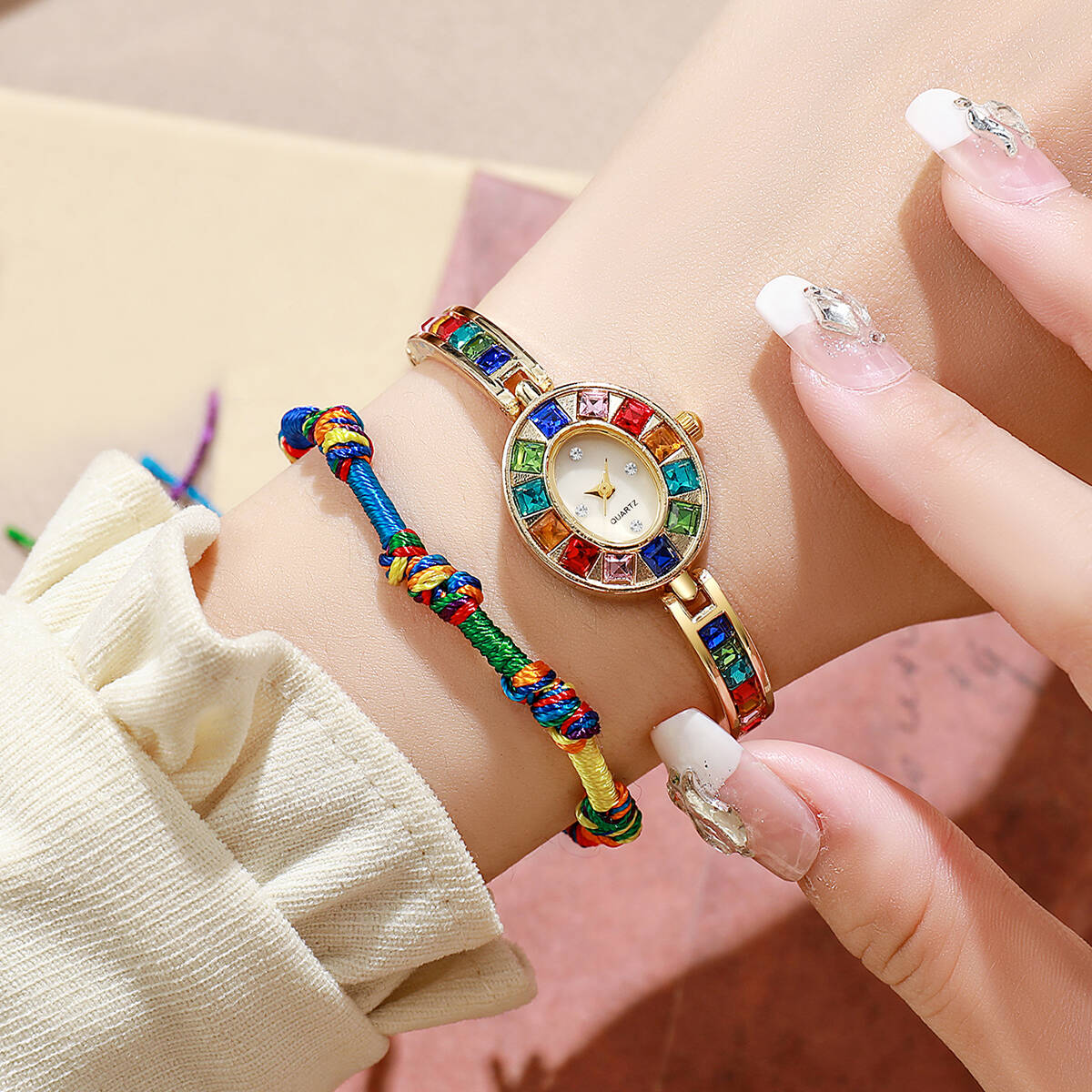 Luxury Watch Girl - 2 adet/takım lüks taklidi kadın saatler