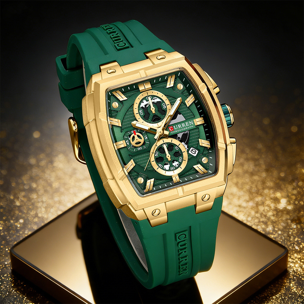 Luxury Watch And Bracelet - CURREN Lüks Vintage Erkek Spor Kronograf