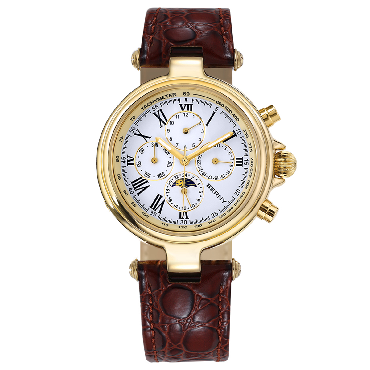 Chronograph Flyback Watch - BERNY Retro Otomatik erkek saati Güneş