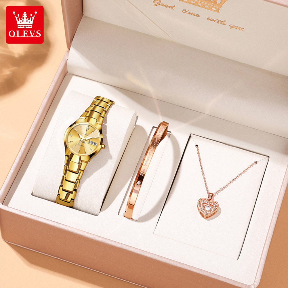 Luxury Watch And Bracelet - OLEVS Bayanlar Izle 8697 Lüks Zarif