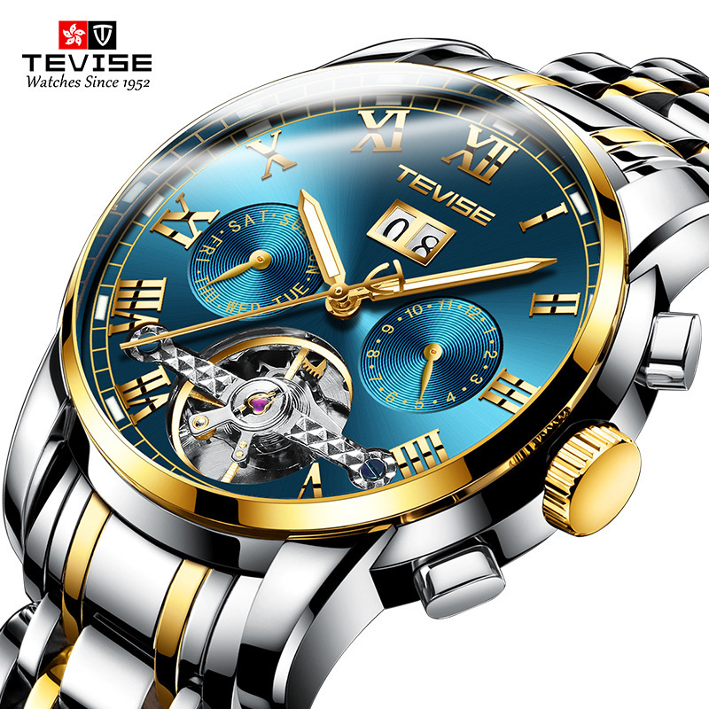 Chronograph Flyback Watch - Erkek Tourbillon Otomatik Mekanik Saat Tarih