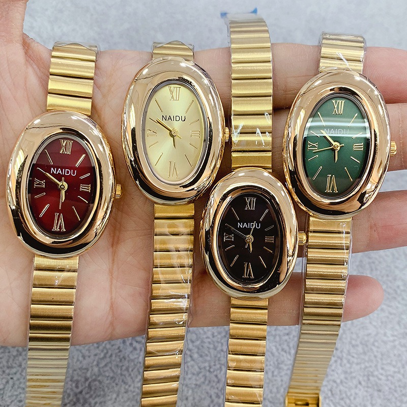 Luxury Watch Girl - Lüks Marka Altın Oval Kadın Kuvars