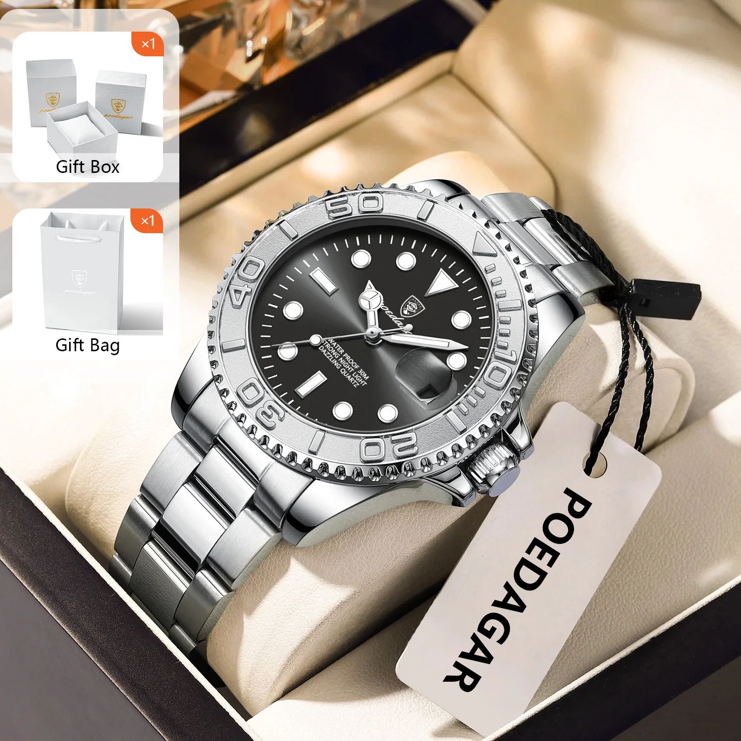 Luxury Watch And Bracelet - POEDAGAR Trendy Spor Adam Izle Aydınlık