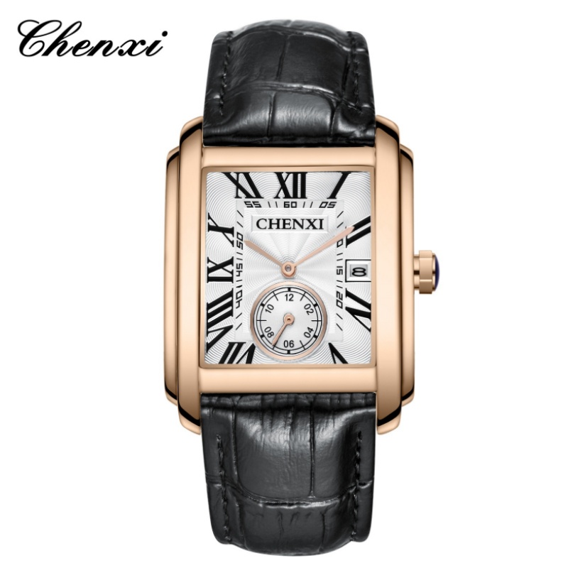 Luxury Watch Affordable - CHENXI 8216 Moda Klasik Kare Kahverengi