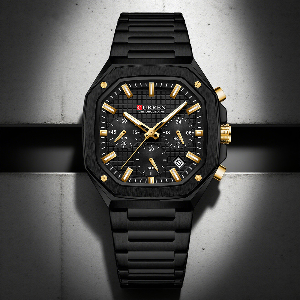 Luxury Watch And Bracelet - CURREN Lüks Kare Chrono İzle Erkekler