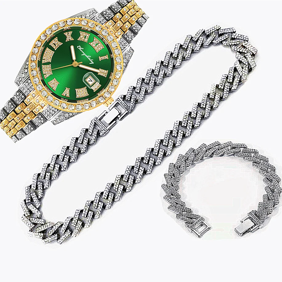 Erkekler için 3'lü Lüks Buzlu  - Luxury Watch Miami incelemesi ve fiyatı