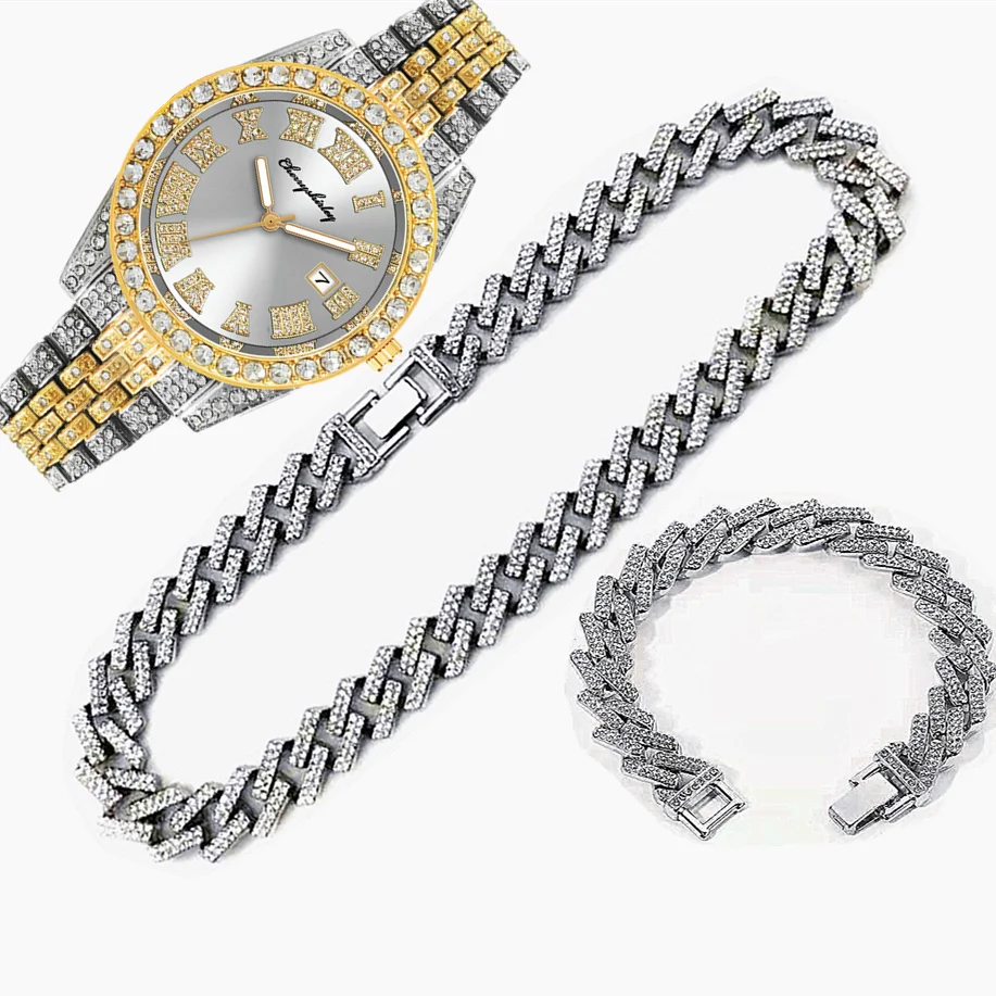 Erkekler için 3'lü Lüks Buzlu  - Luxury Watch Miami incelemesi ve fiyatı