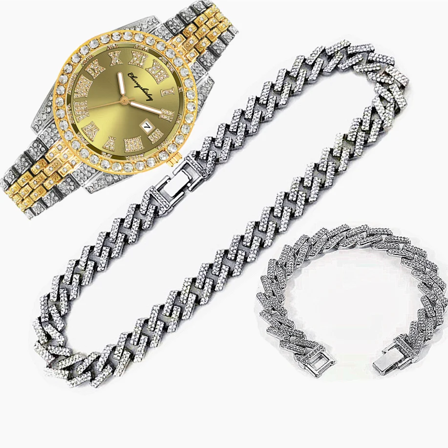 Erkekler için 3'lü Lüks Buzlu  - Luxury Watch Miami incelemesi ve fiyatı