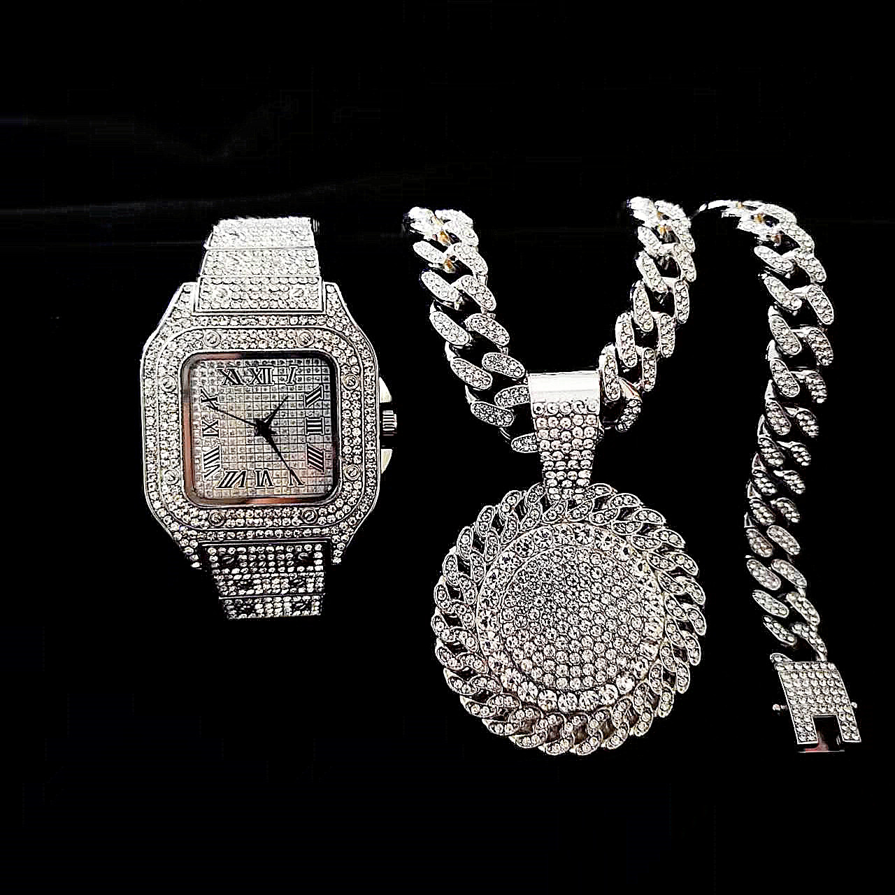 2 adet buzlu saat kolye Panden - Luxury Watch Miami incelemesi ve fiyatı