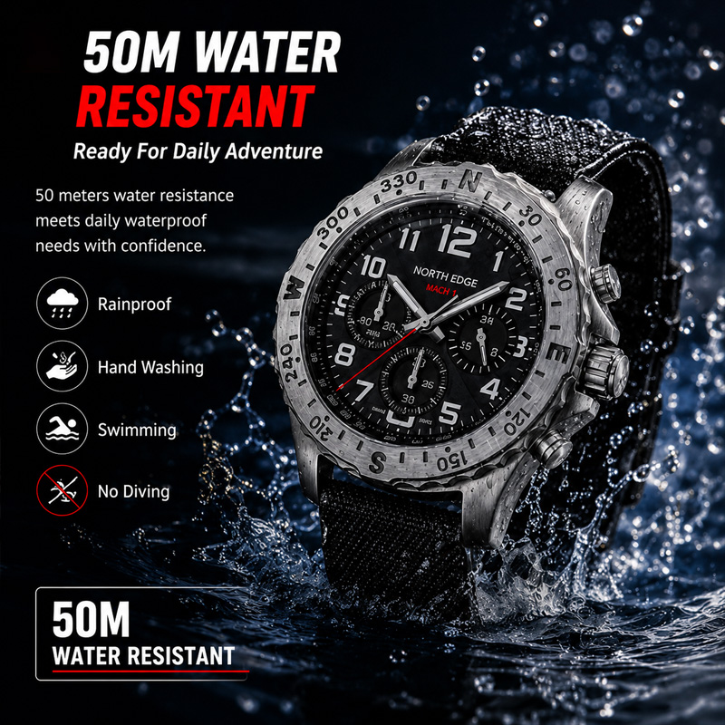 NORTH EDGE MACH 2 Erkek Saatle - Chronograph Flyback Watch incelemesi ve fiyatı