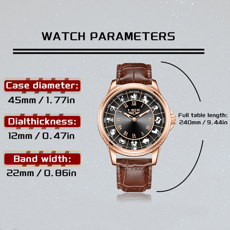 LIGE Moda Lüks Takımyıldızı Ka - Zodiac Luxury Watch incelemesi ve fiyatı